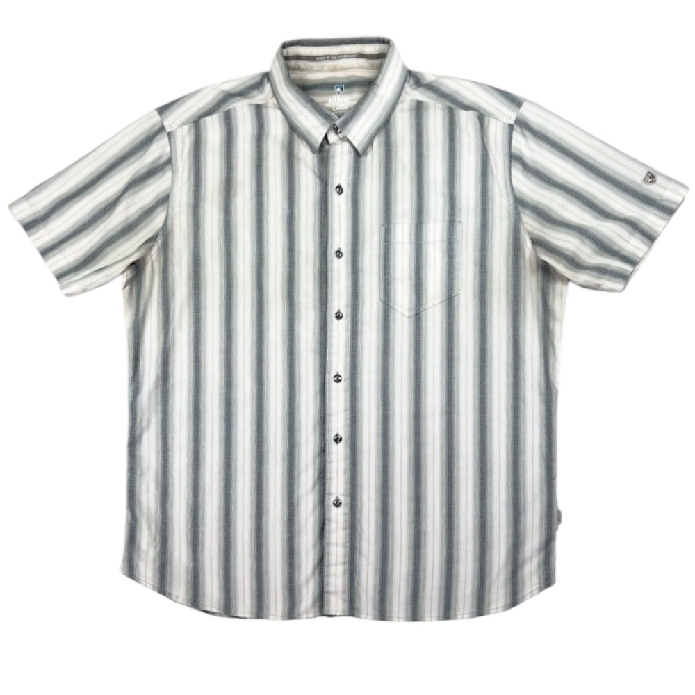 Kuhl The Bohemian‎ Shirt Mens Medium Button Front Short Sleeve Striped 7566